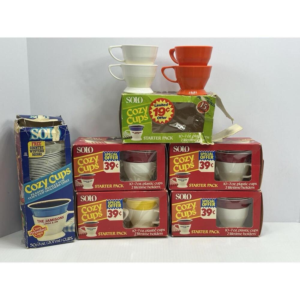 Vintage Lot SOLO COZY COFFEE CUP HOLDERS & CUP REFILLS 1970 Reusable Holders